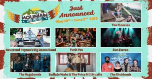 third lineup announcement for mountain music festival featuring The floozies Reverend peytons big damn band funk you sun stereo the dividends buffalo wabs and the price hill hustle the vegabonds