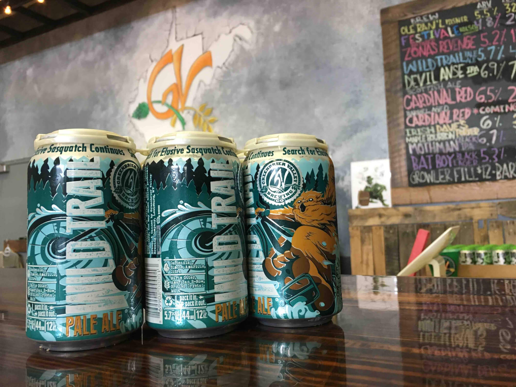 wild trail cans at the greenbrier valley brewing company taproom