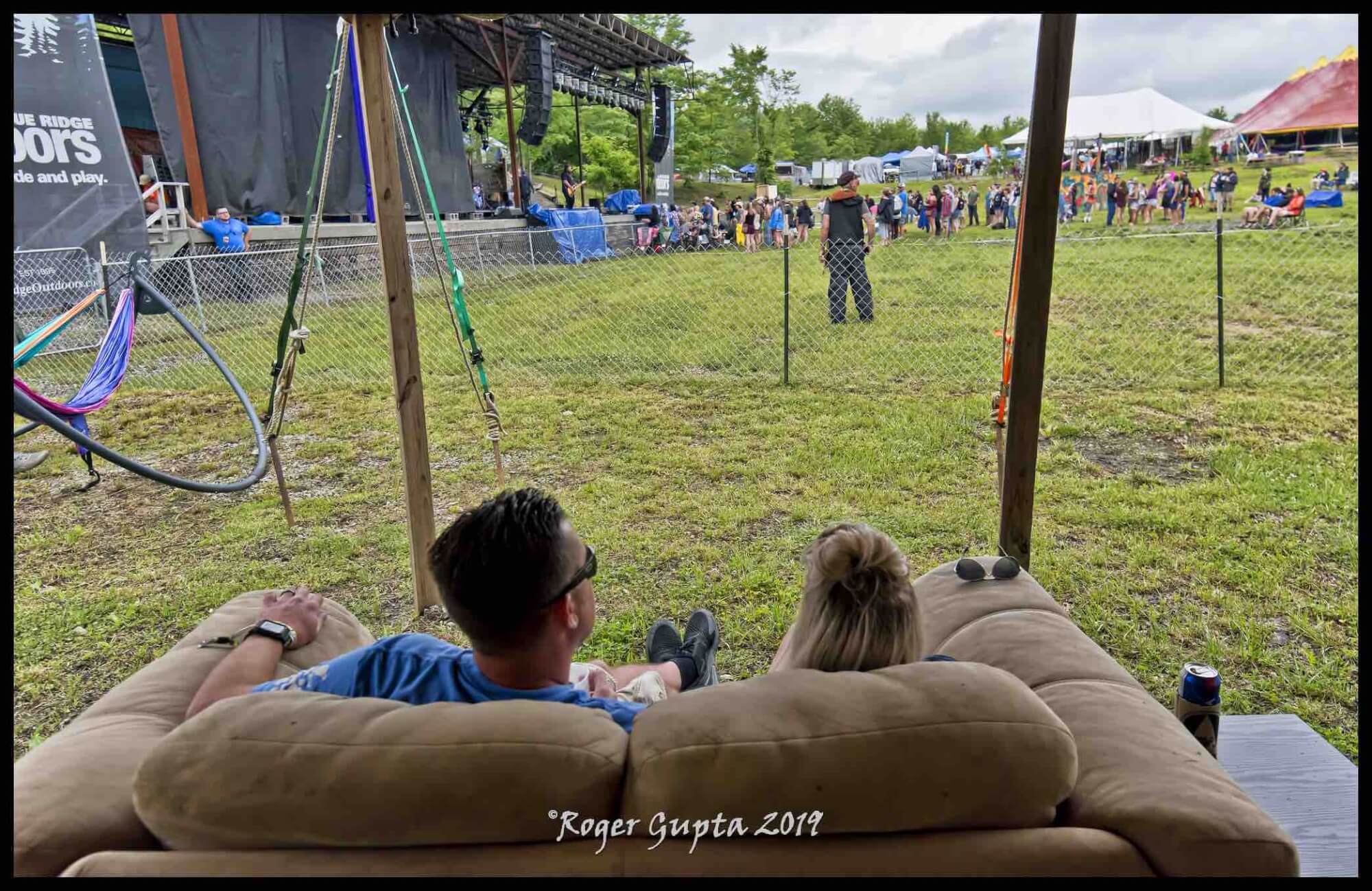 sitting on the couch in vip lounge at mountain music festival 2019 at ace adventure resort 