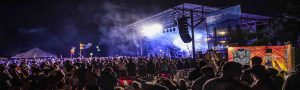 big something on stage at mountain music festival 2019 with crowd and visual art at ace adventure resort new river gorge west virginia