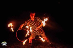 fire performer at mountain music festival 2019