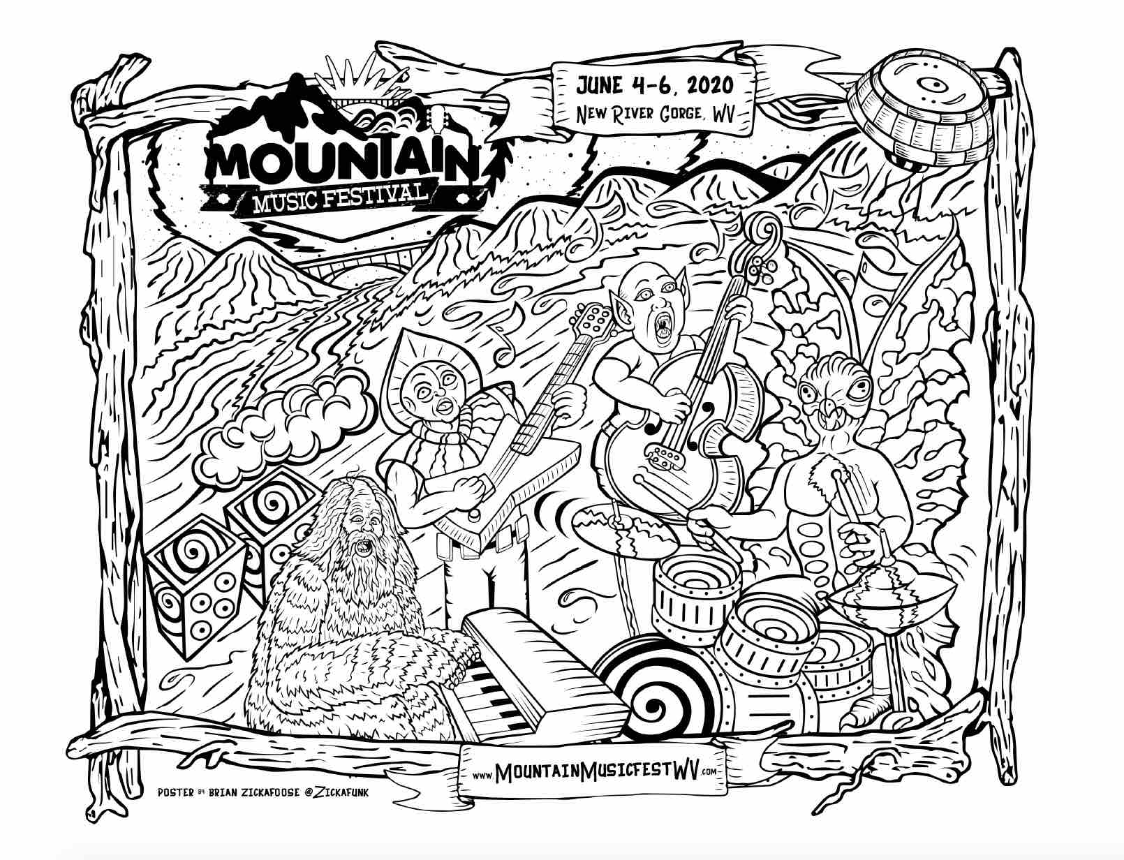 Mountain Music Festival Coloring sheet