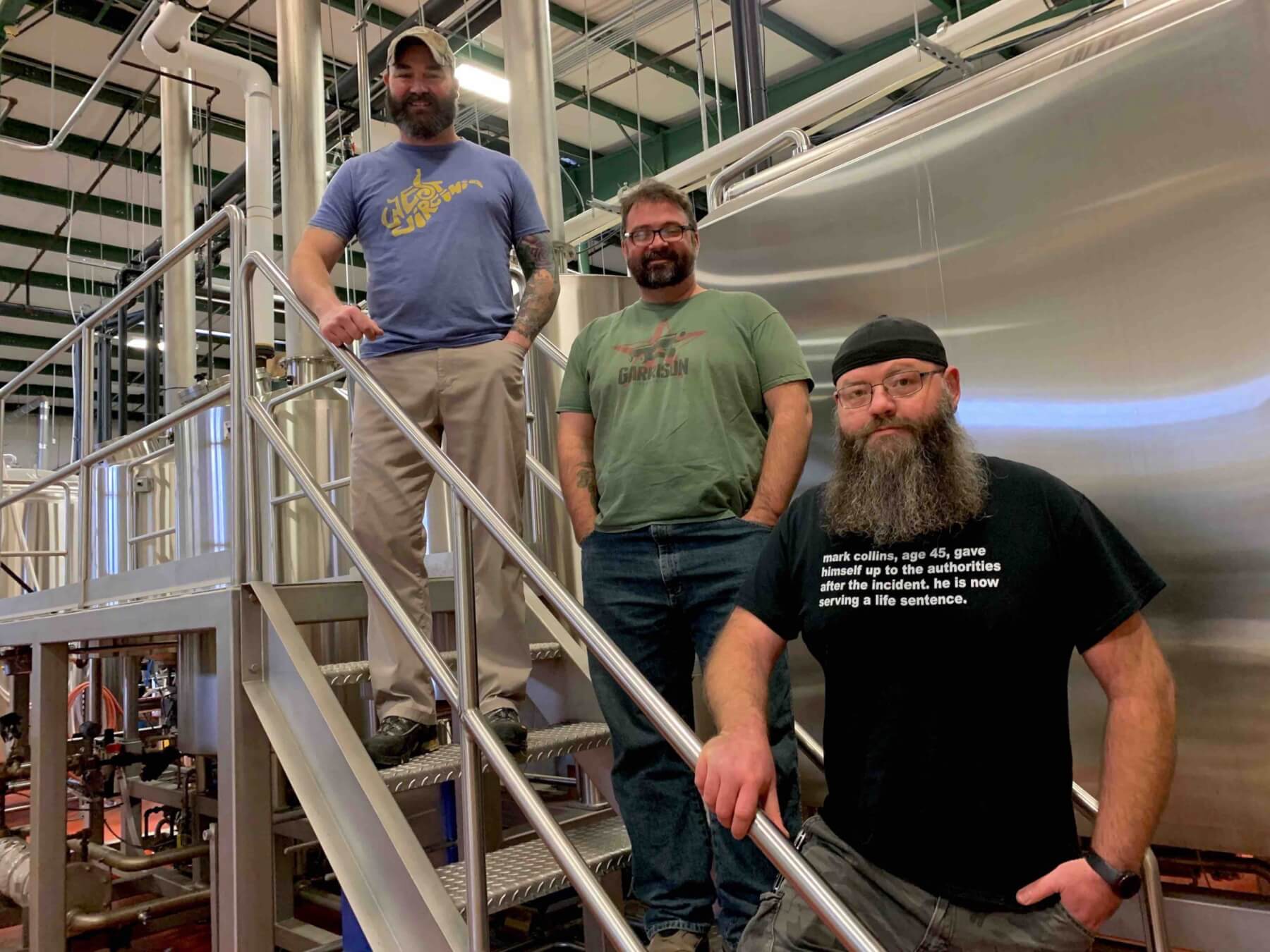 greenbrier valley brewing company brewers next to brewhouse