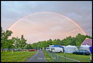 rainbow over vendor lane at mountain music festival 2019