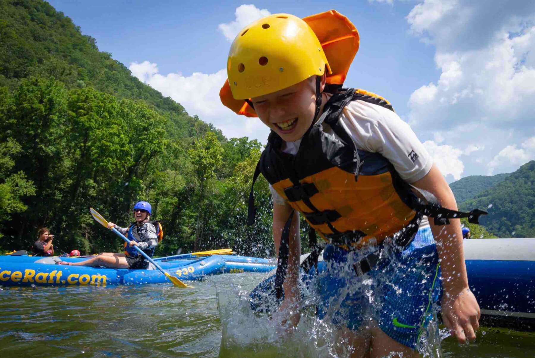 kid having fun on the upper new river with ace adventure resort
