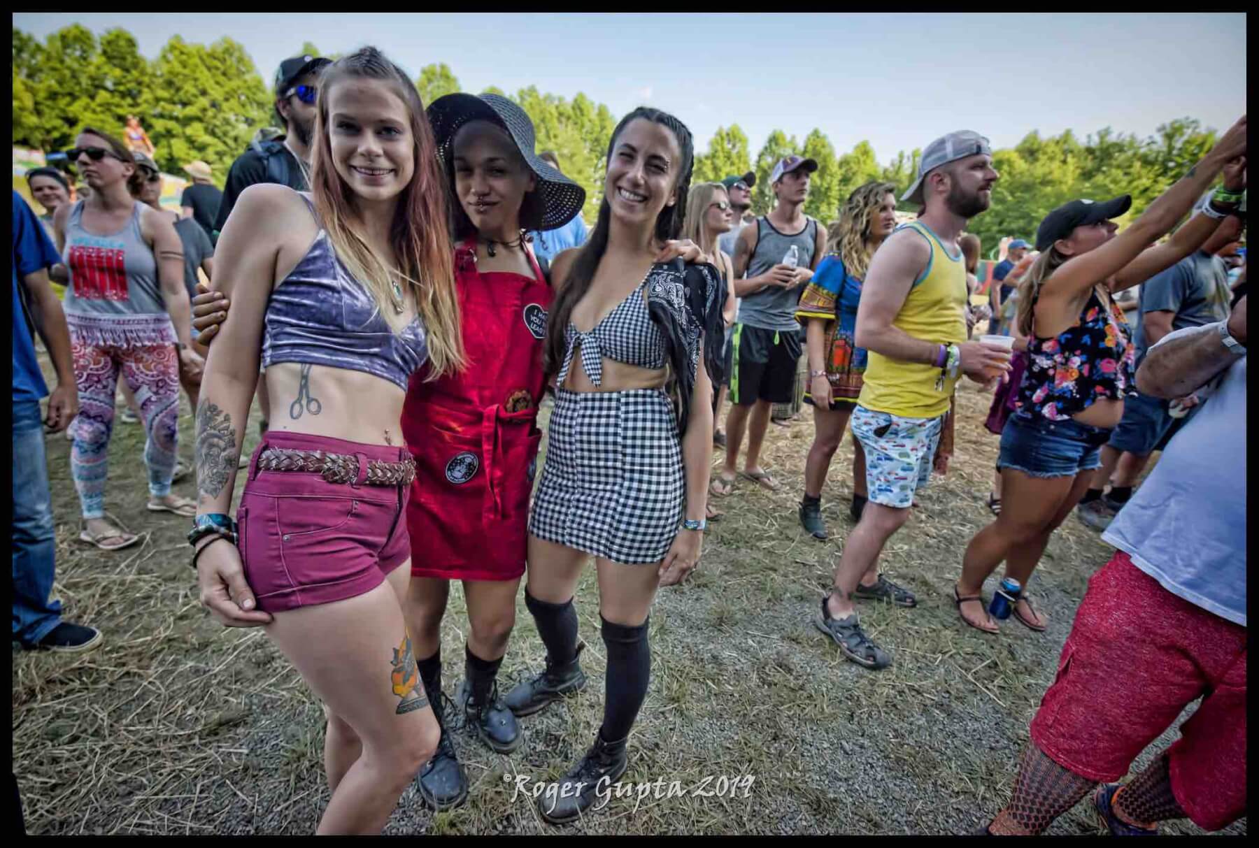 girl friends having fun at mountain music festival west virginia
