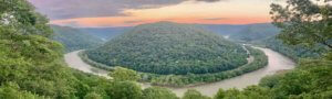 sunset at concho overlook into new river gorge national park