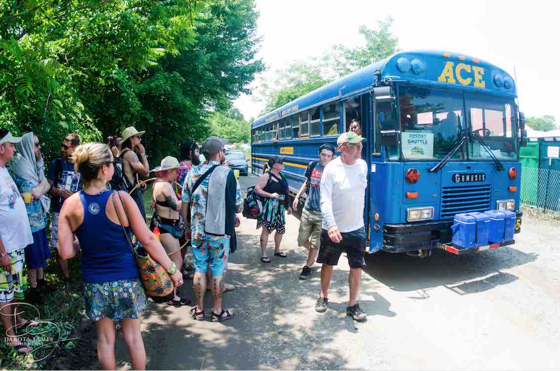 mountain music festival resort shuttle bus stop