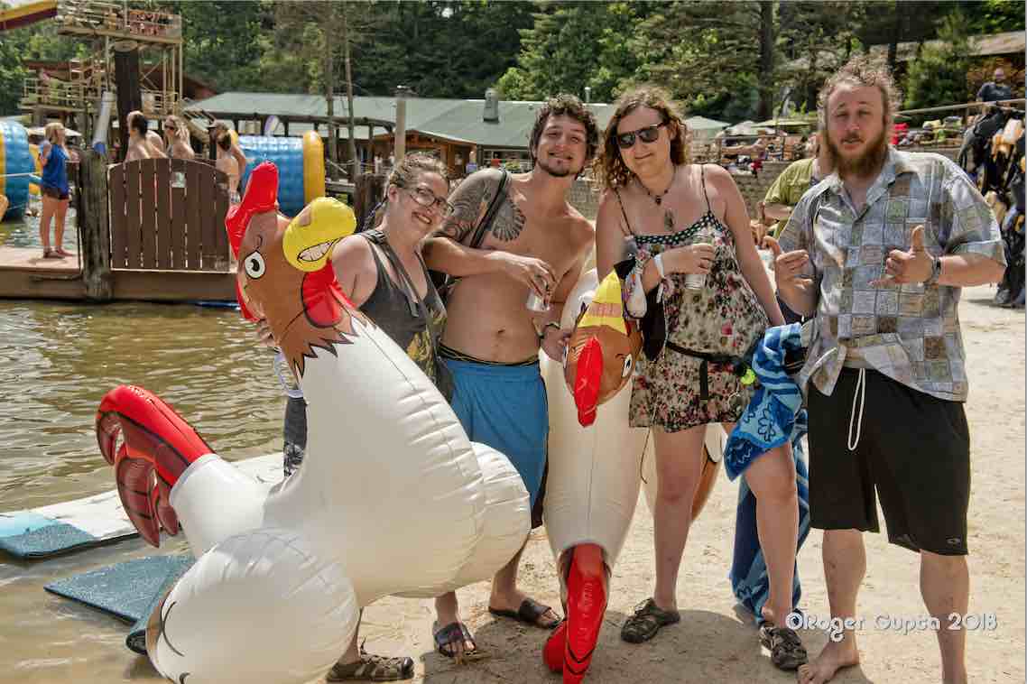 happy people at ace adventure resort waterpark during mountain music festival