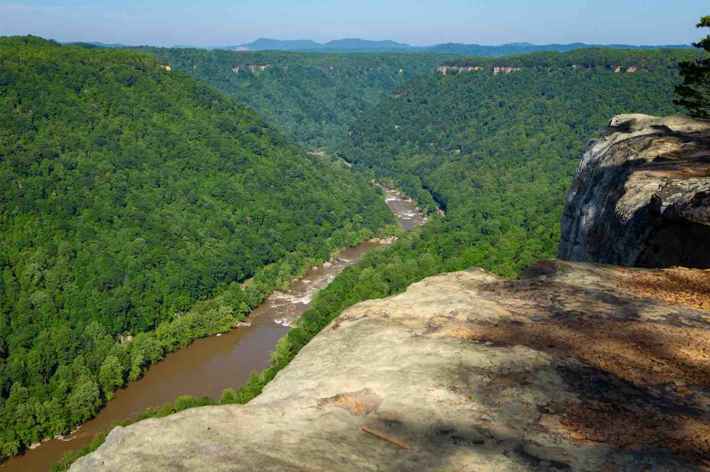 New river gorge from endless wall high muddy river 