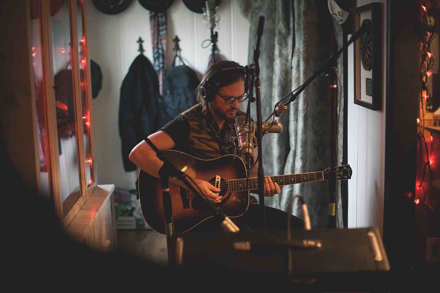 chance mccoy playing guitar in the studio