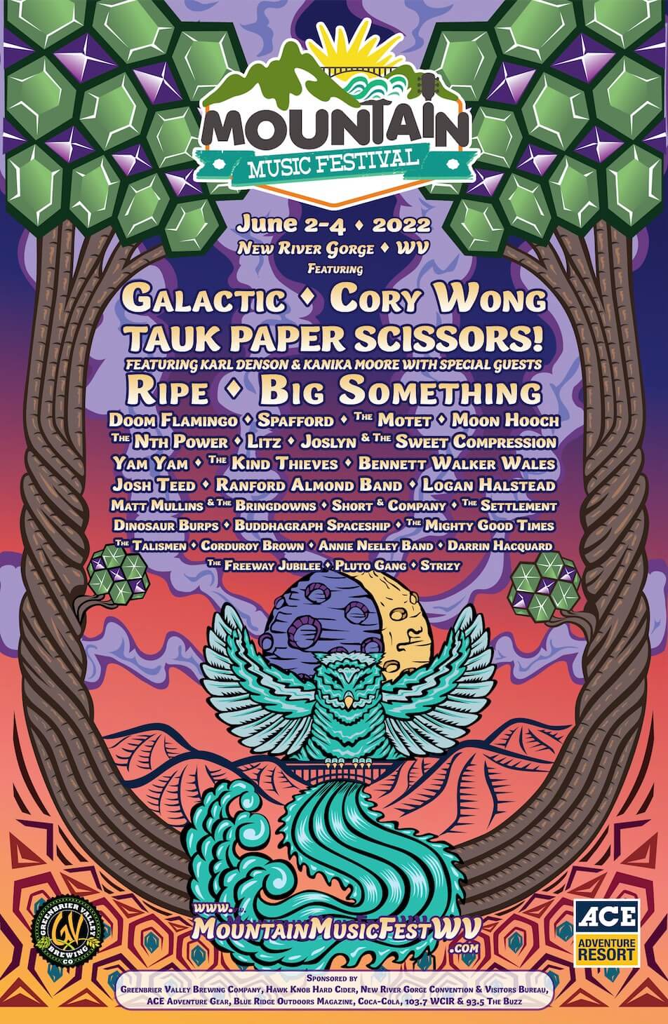 mountain music festival 2022 lineup poster featuring 30 bands