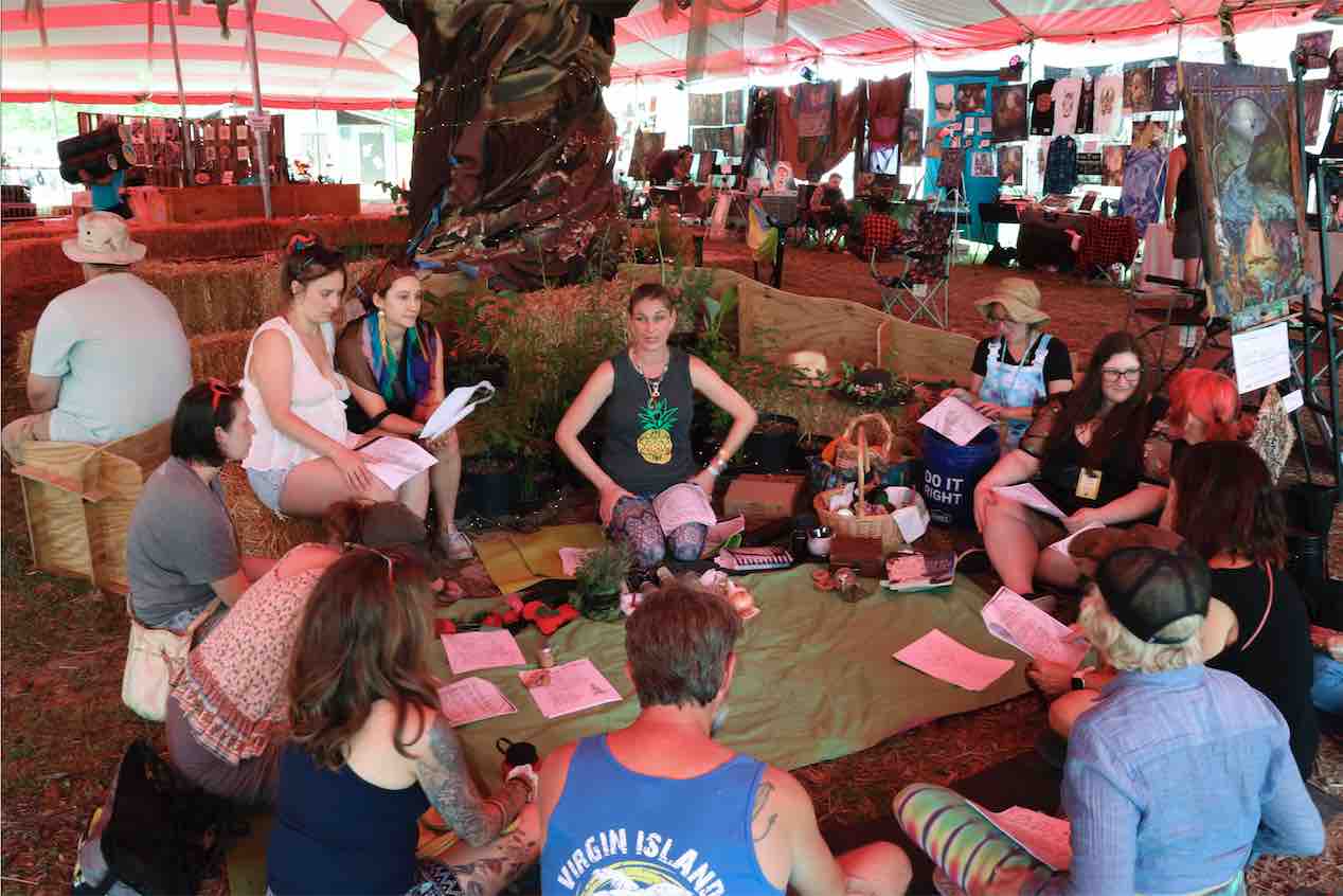 workshop in the pigment sanctuary at mountain music festival