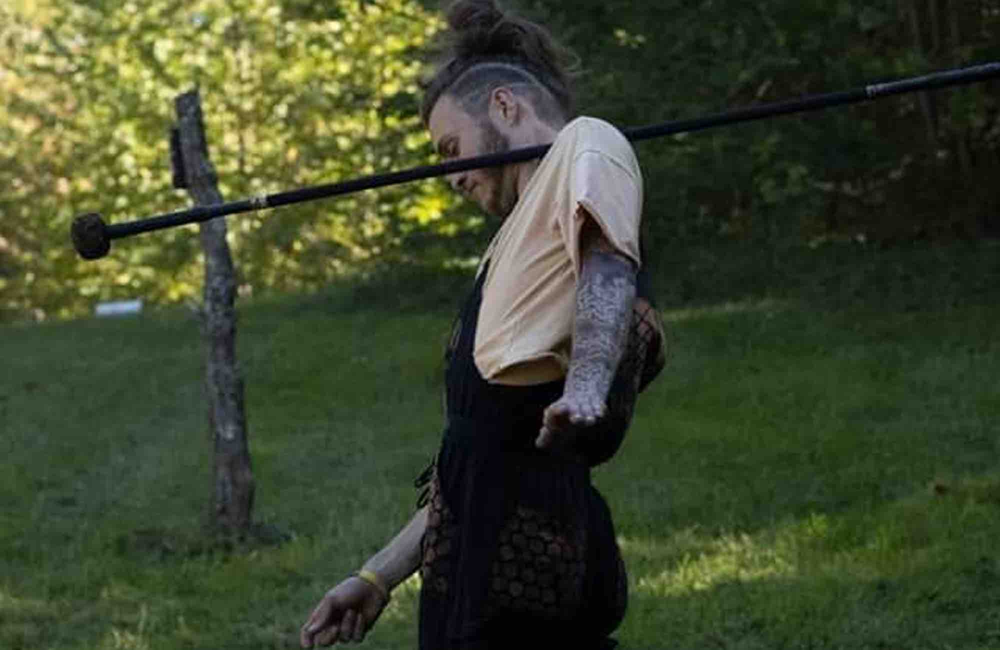 Fire performer at mountain music festival