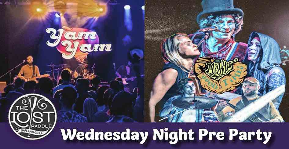 wednesday night pre party graphic with yam yam and the mighty good times