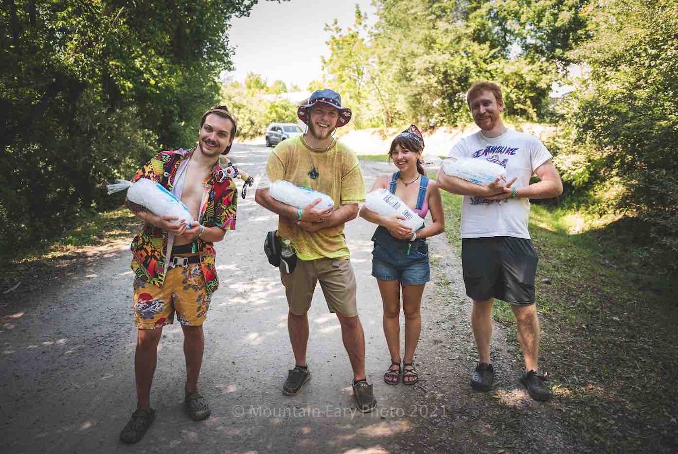 happy campers with ice at mountain music festival