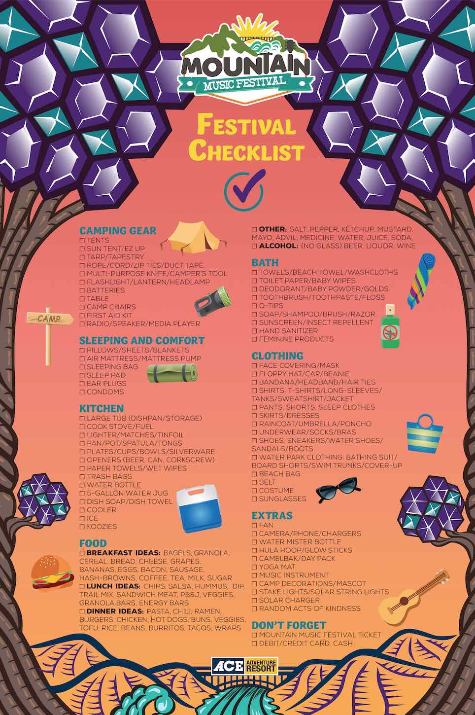 What to bring checklist