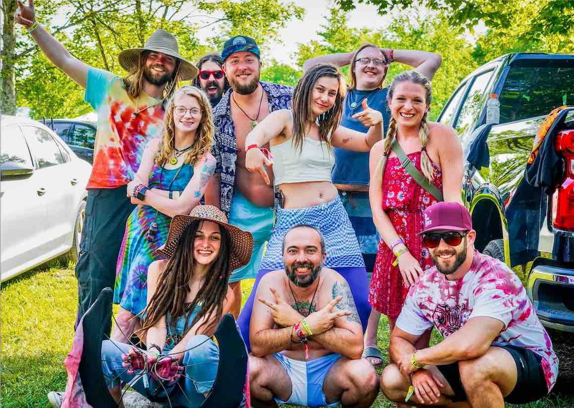 friends at mountain music festival