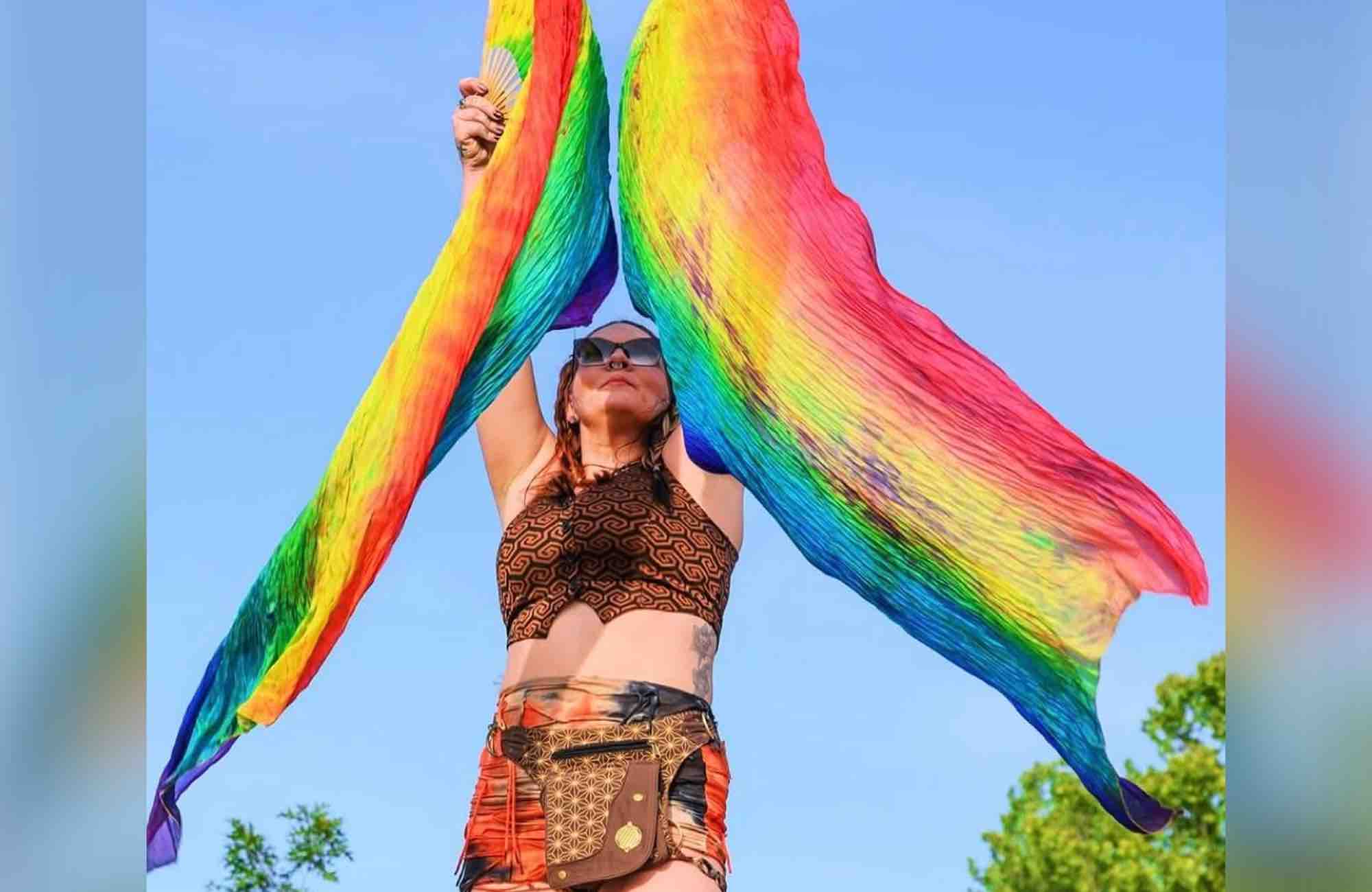 Fire performer at mountain music festival