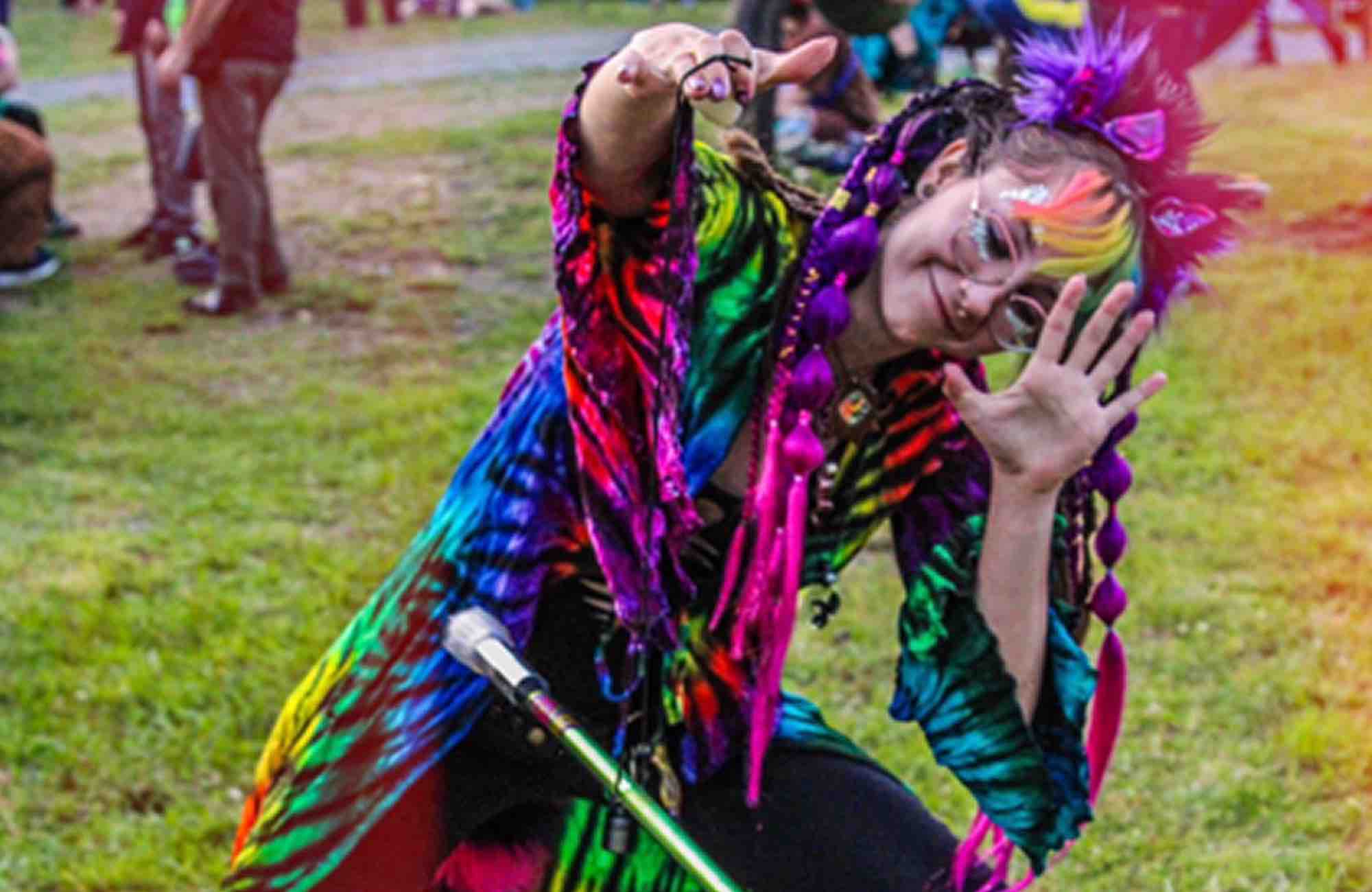 Fire performer at mountain music festival