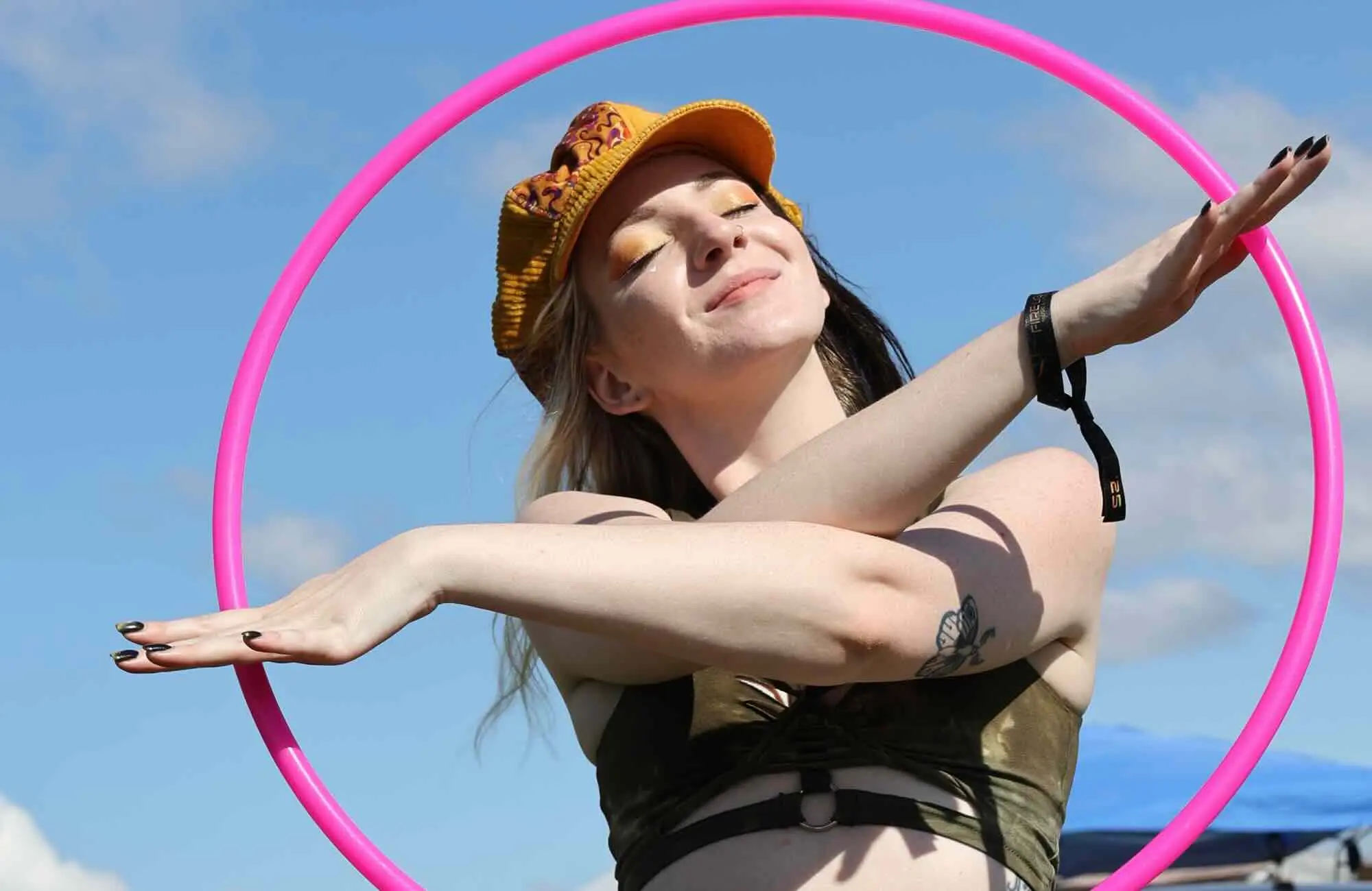 Fire performer at mountain music festival