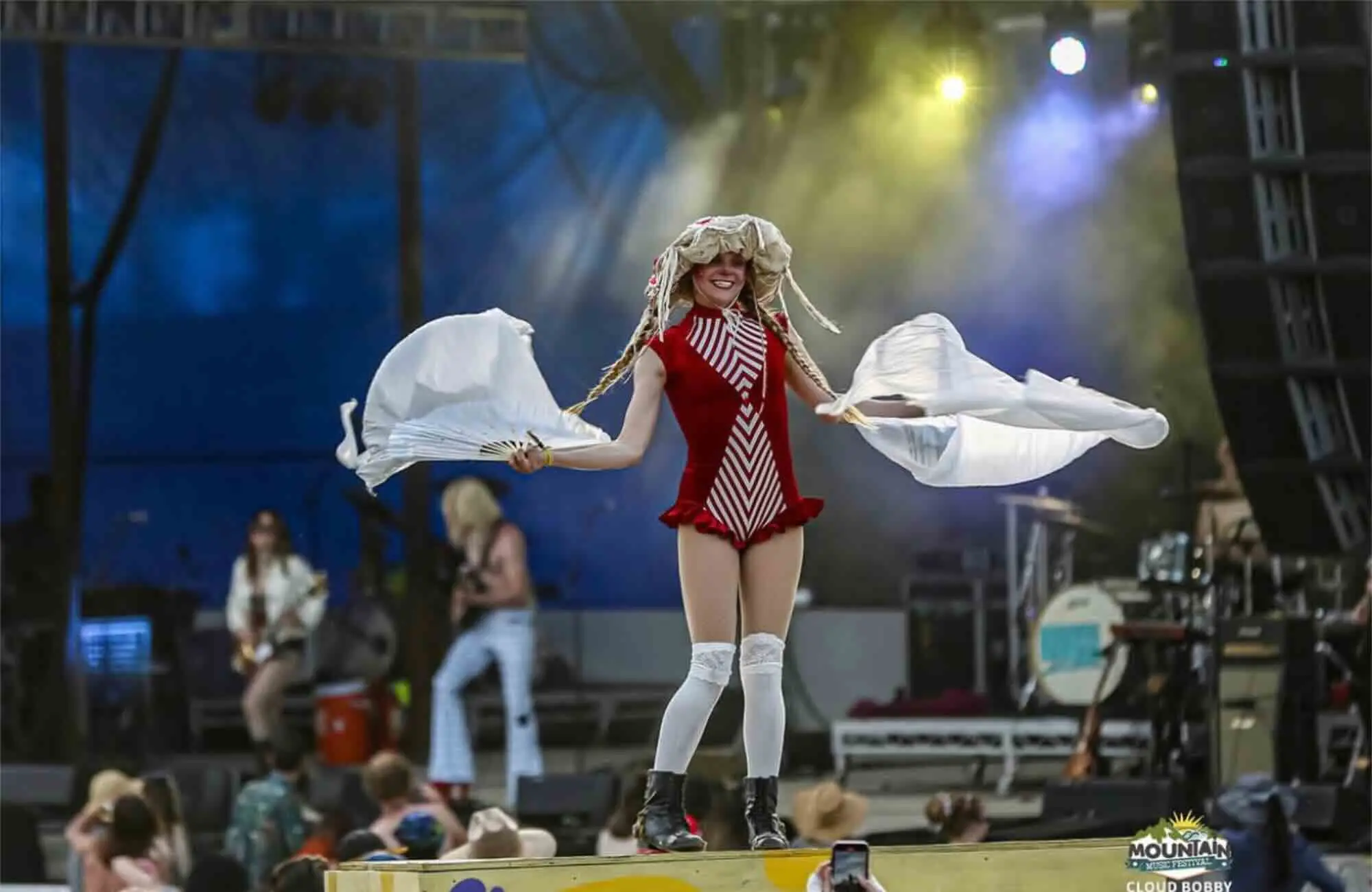 Fire performer at mountain music festival