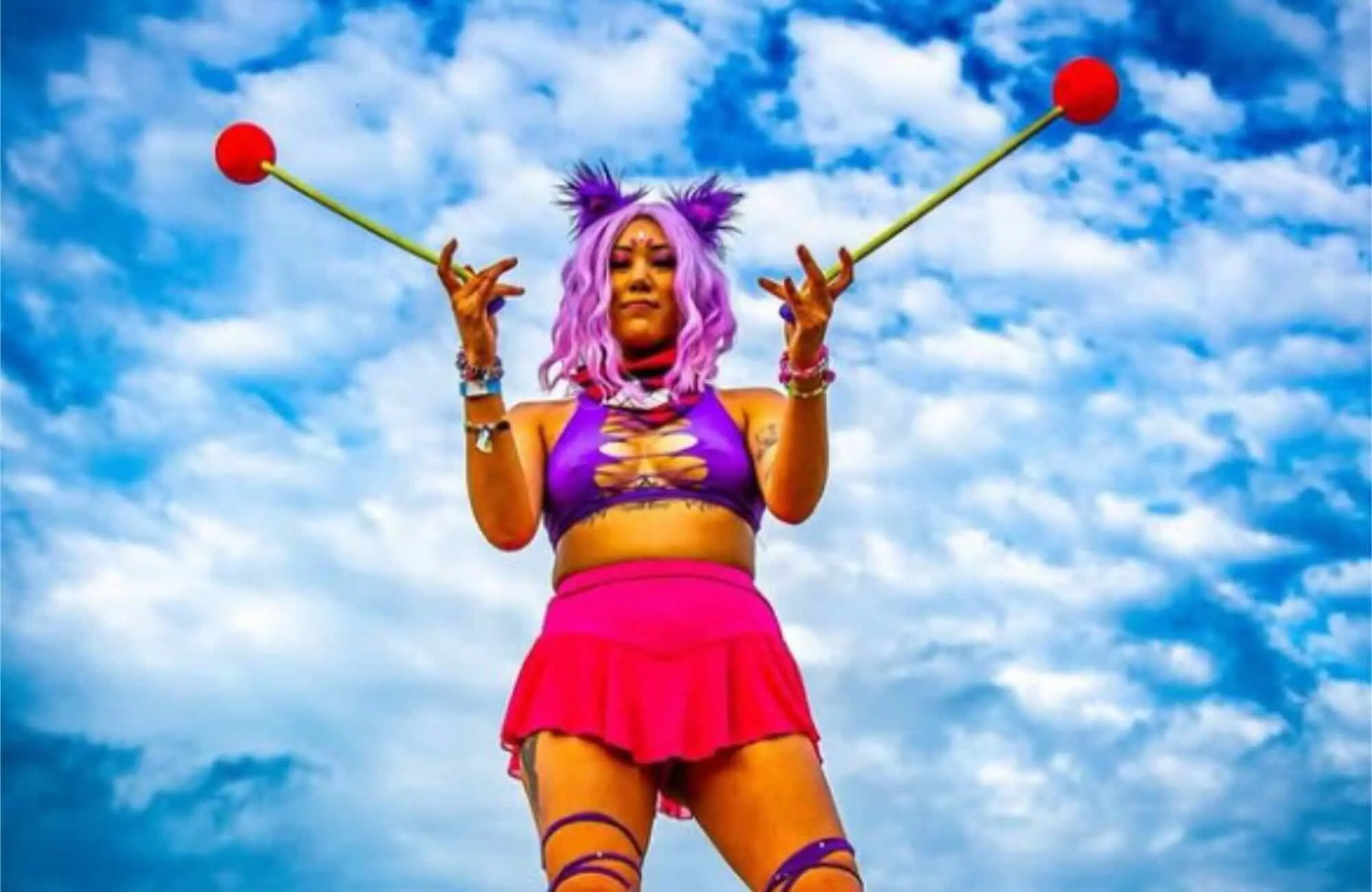 Fire performer at mountain music festival
