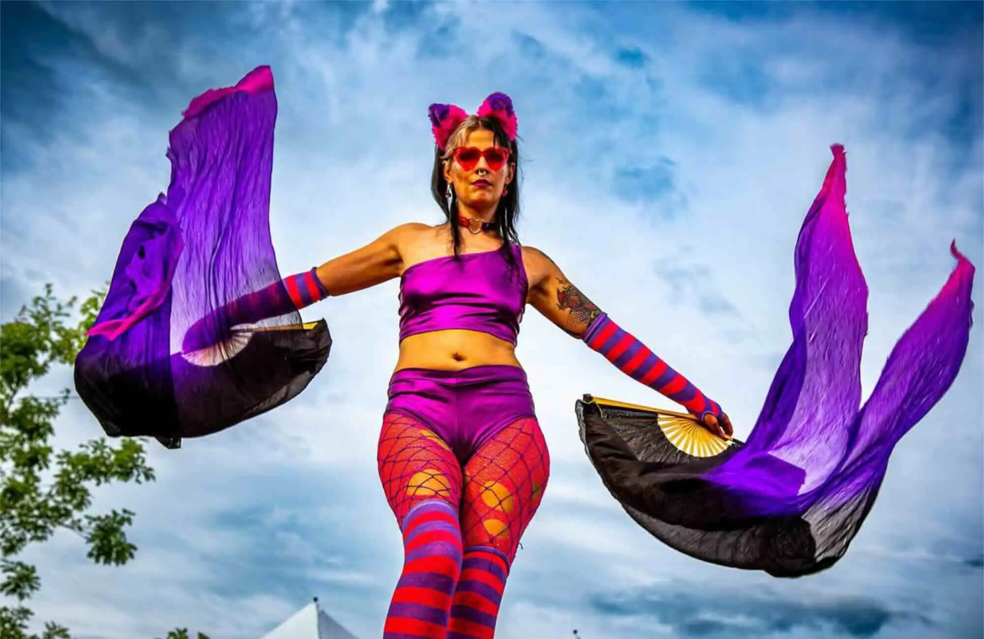 Fire performer at mountain music festival