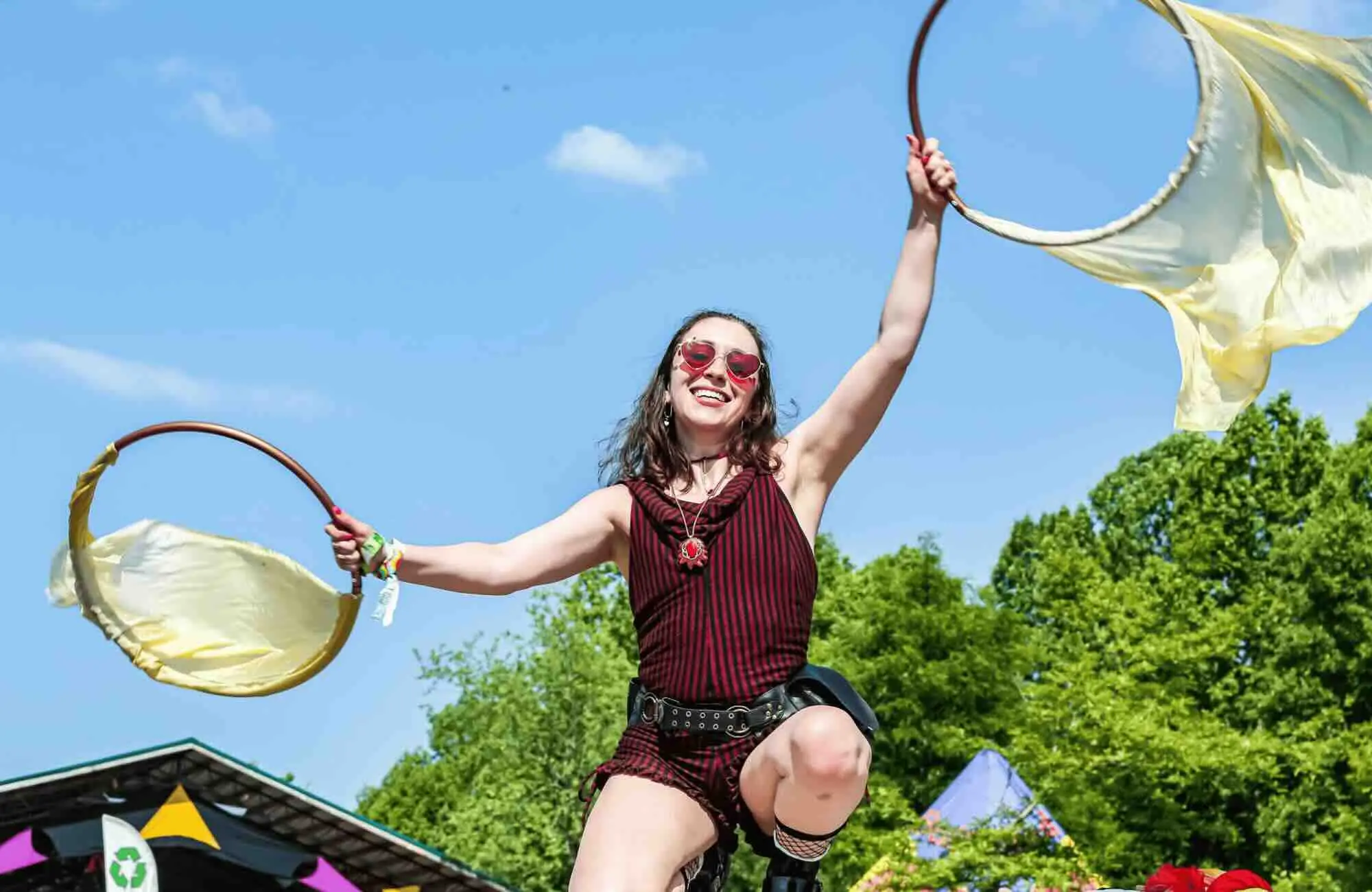 Fire performer at mountain music festival