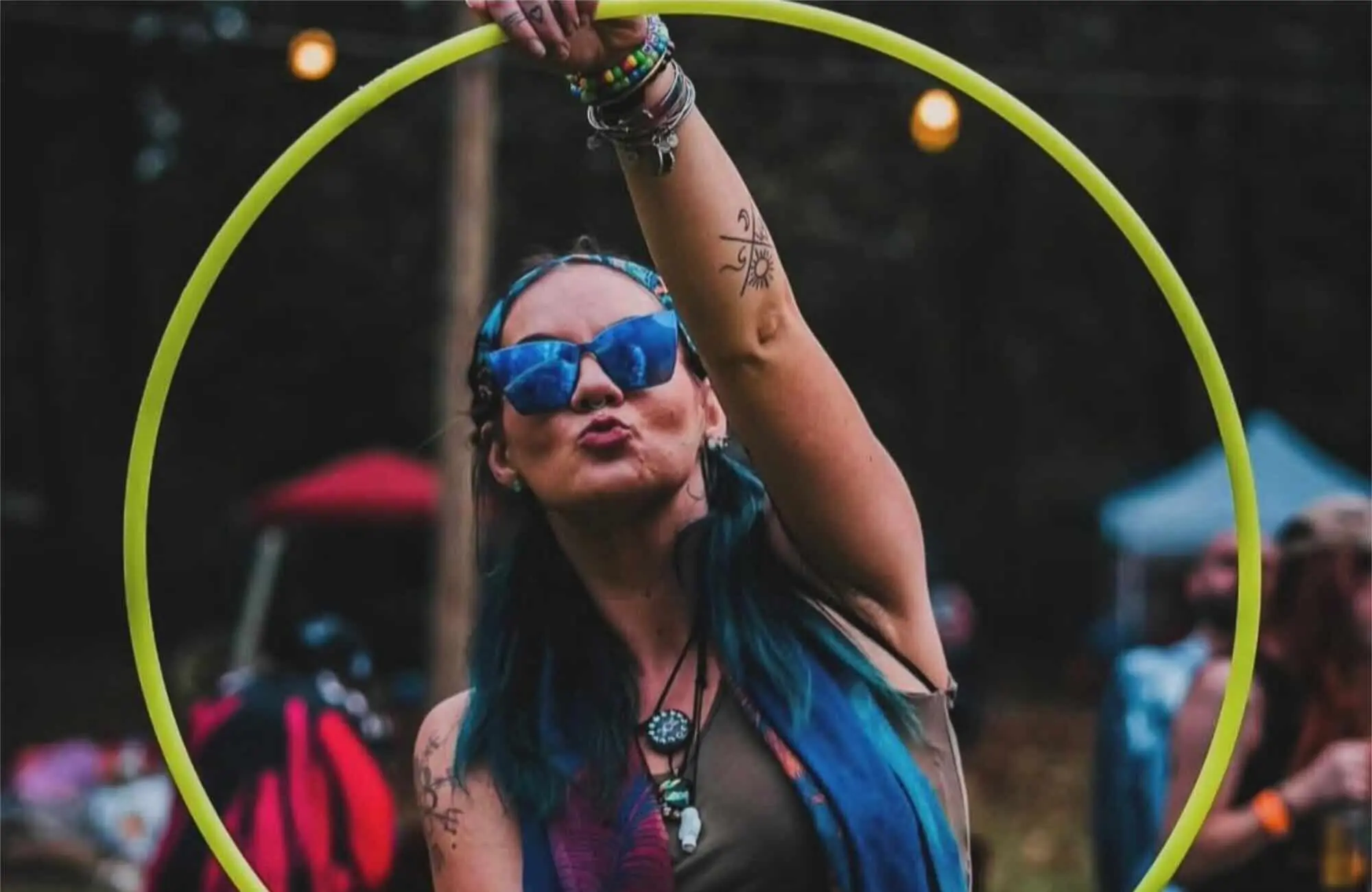 Fire performer at mountain music festival