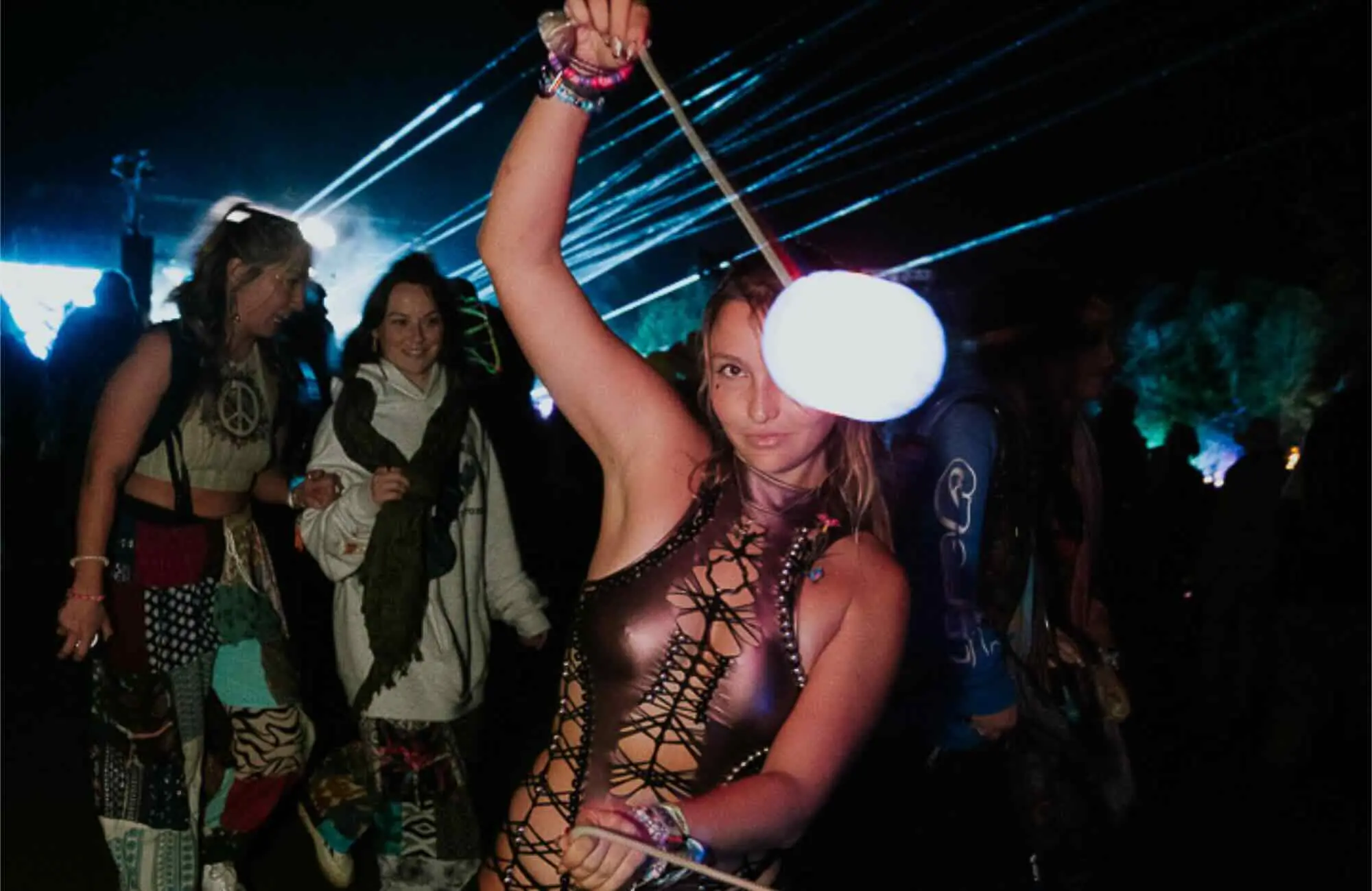 Fire performer at mountain music festival
