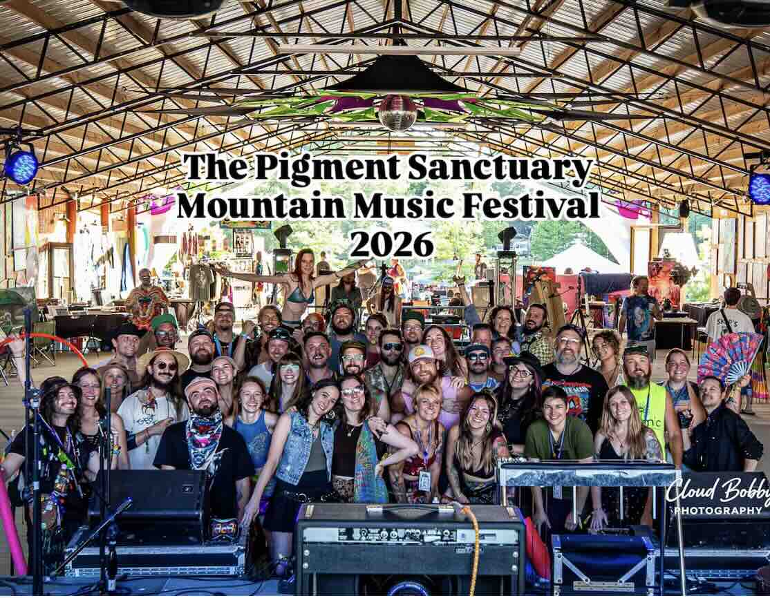pigment sanctuary family photo in the art gallery at mountain music festival 2026